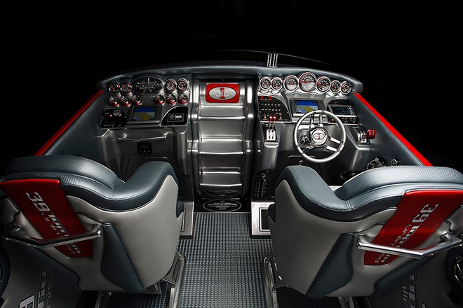 Helm,cockpit aboard the stunnng 39 Top Gun Unlimited sets an industry benchmark. - Cigarette smokin at Fort Lauderdale © Cigarette Racing .